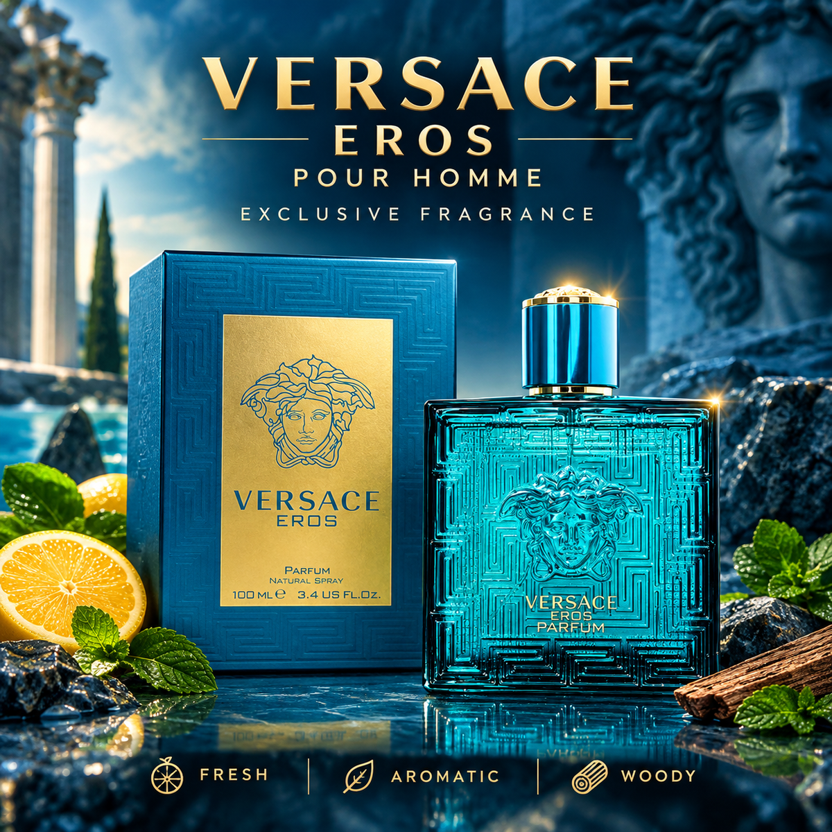 Versace Eros by Versace Parfum Spray 3.4 oz for Men