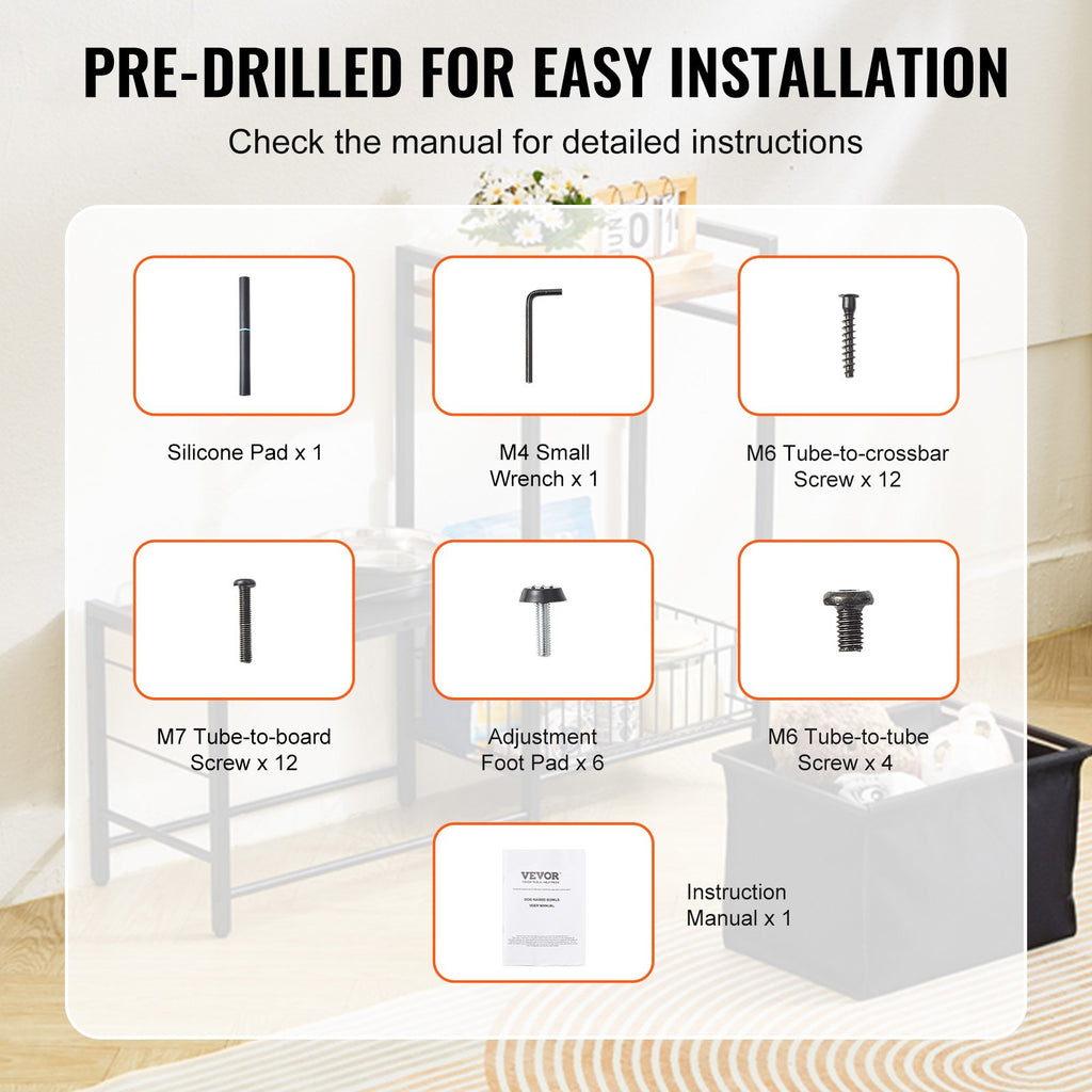 Pet Feeding Station With Storage, Elevated Dog Bowls, Raised Dog Bowl Stand, Dog Food Storage And Feeder Station With Storage Shelves, Pet Toy Storage Organizer, For Large Medium Small Dogs