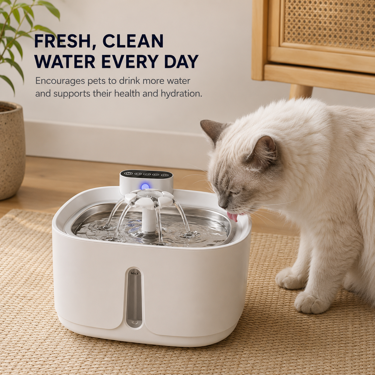 Wireless Stainless Steel Pet Water Fountain
