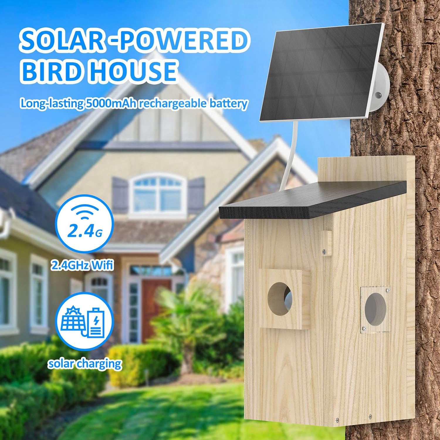 Smart Bird Houses For Outside Solar Powered,4MP Birdhouse Camera For Outdoors, Watch Bird Nesting & Hatching In Real Time, AI Identify Bird Behavior & Create, DIY Ideal Gift